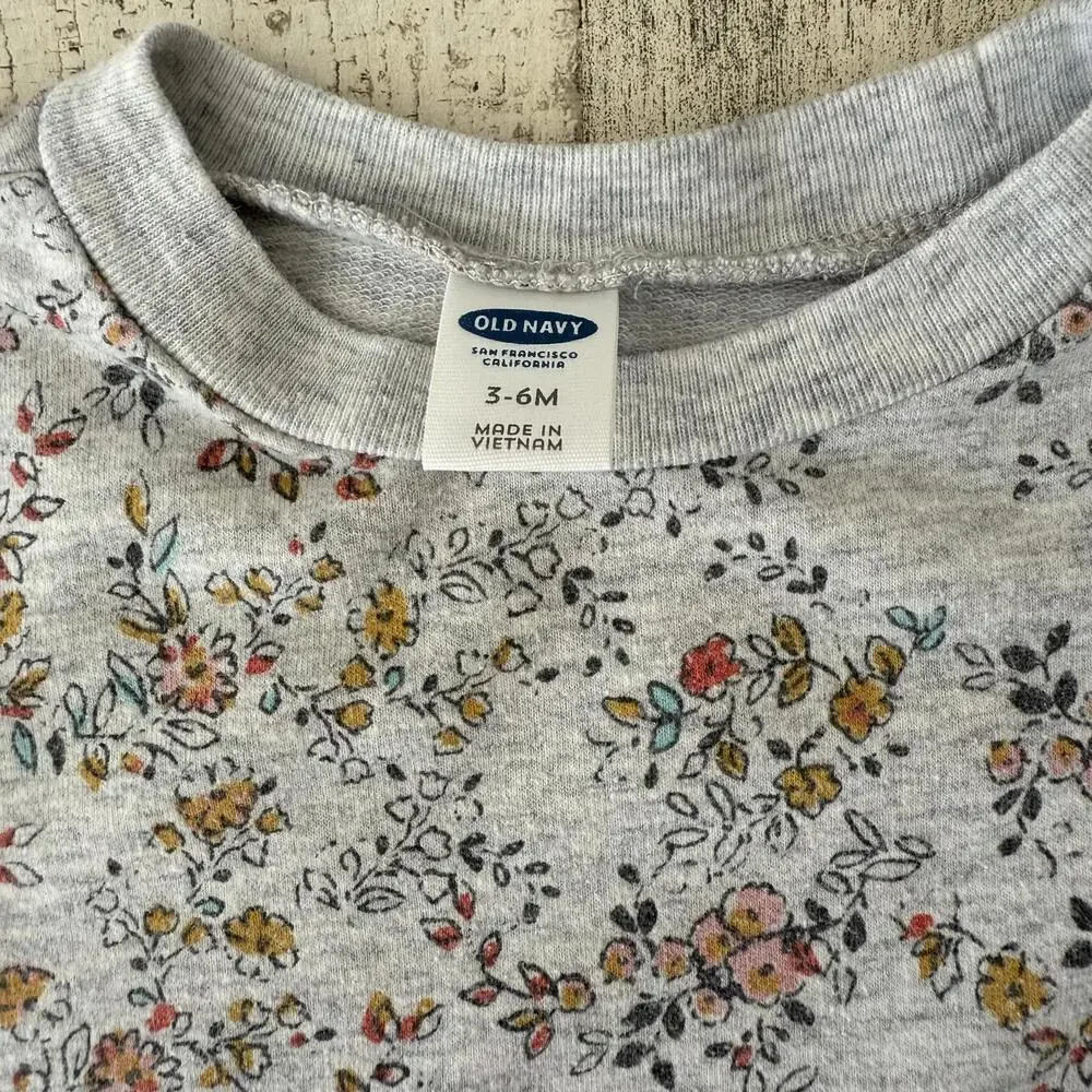 Old Navy Floral Print Sweatshirt Dress - Girls 3-6M Soft Colorful